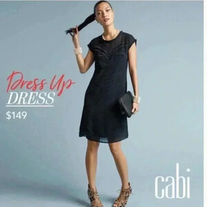 CABI BLACK MIDI DRESS WITH RUFFLES TRIBAL XS